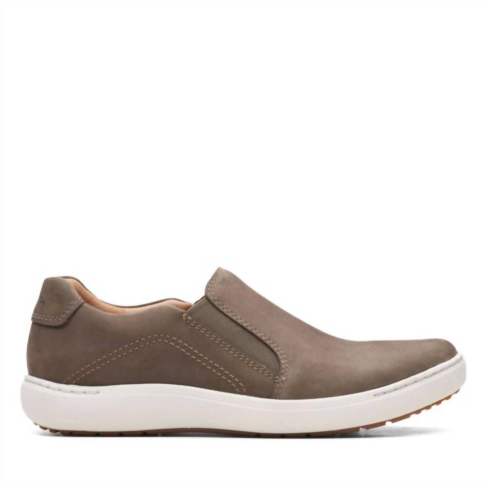 NEW CLARKS women's nalle stride sneakers in taupe nubuck